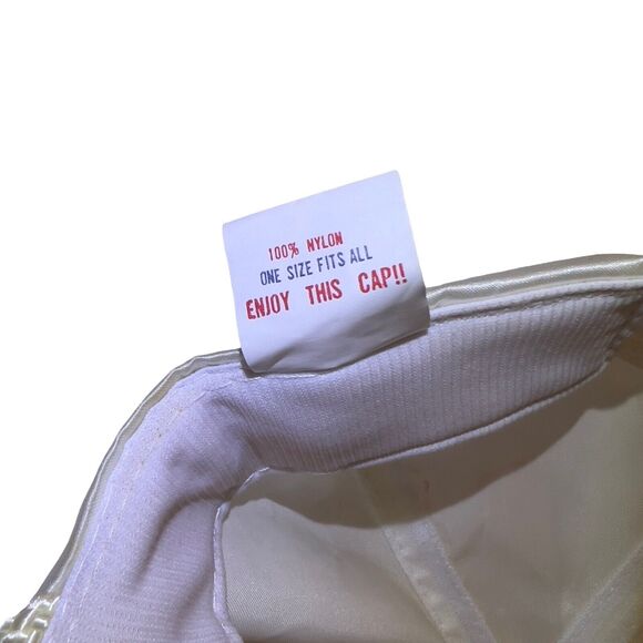 VTG The Heartbeat of America Embroidered Rope Nylon Slideback Men White Hat RARE - Picture 12 of 12